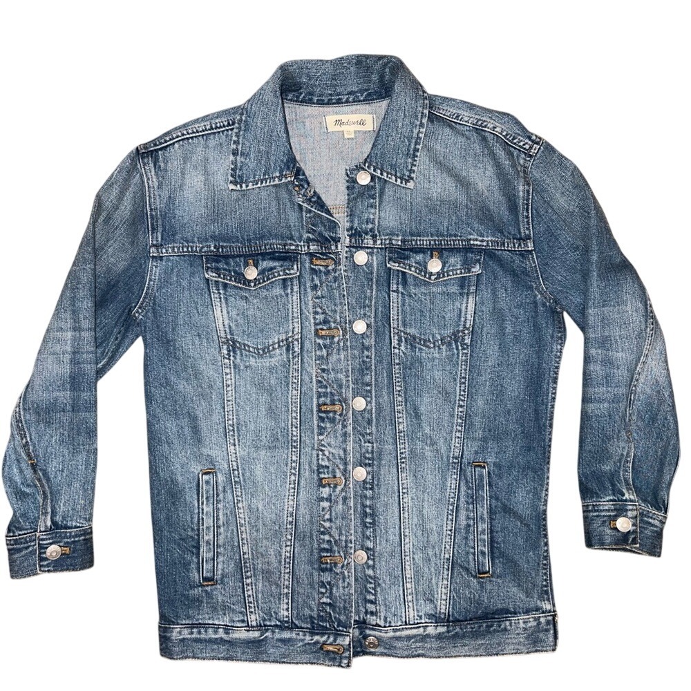 Madewell Womens The Jean Jacket‎ Medium Indigo Wash Denim Trucker G5117 Size XS